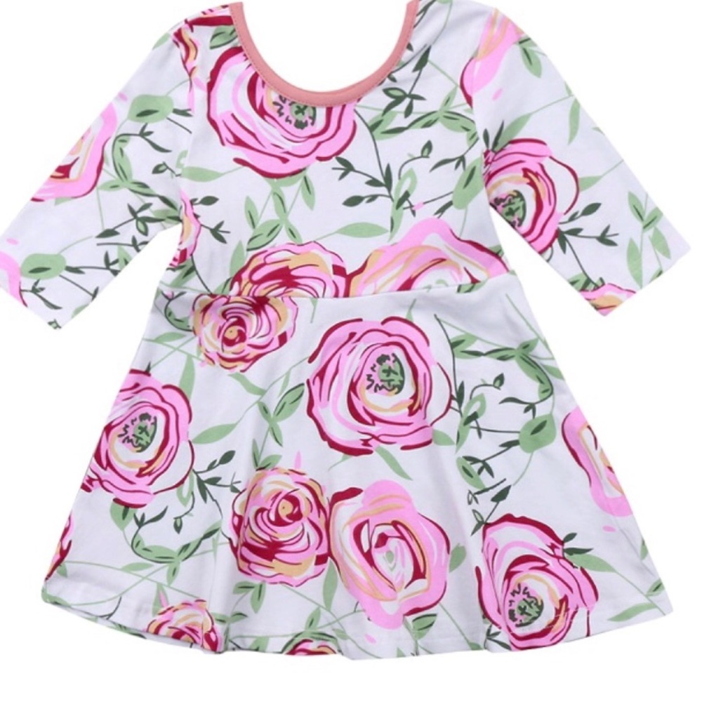 Floral dress with pink piping